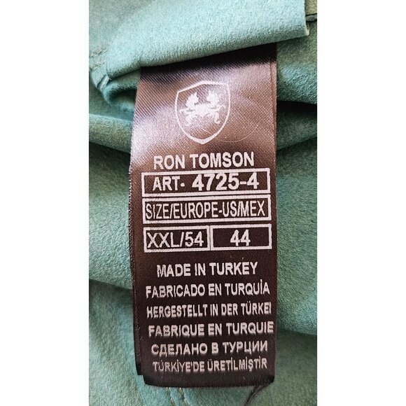 Ron Tomson Los Angeles Men SZ XXL Leather Jacket DK Green Full Snap Pockets NWT - Picture 7 of 9